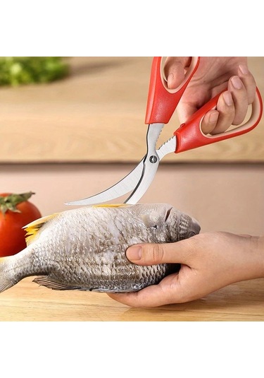 Gateesat Dayanıklı Paslanmaz Çelik Mutfak Makası Kırmızı Kümes Hayvanları Et Ve Deniz Ürünleri Kırmızı