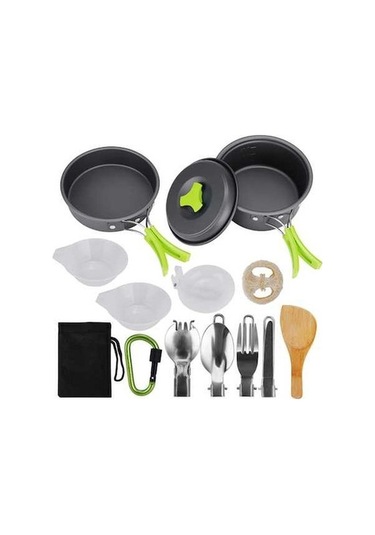 Ulzyvf Yürüyüşü Yapışmaz Tencere Tavalar Sırt Seti - Kompakt Kamp Ekipmanı Gümüş