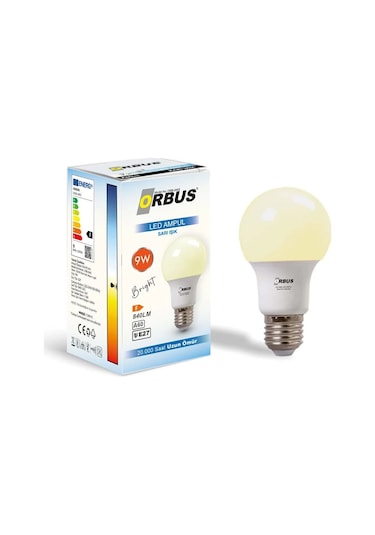 Orbus Bright Led Ampul 9ws Sarı Işık E27 840lm