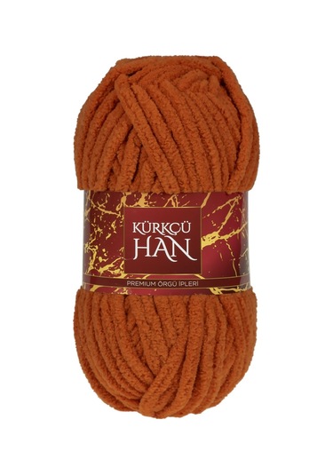 Kürkçü Han Lüks Kadife 100gr 60m El Örgü İpi Koyu Turuncu