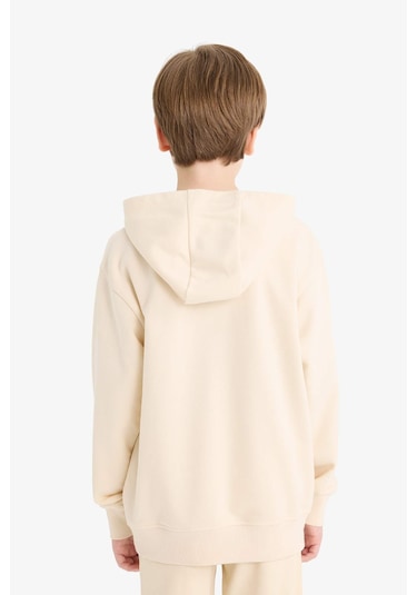 Defacto Erkek Çocuk Basic Düz Kapüşonlu Sweatshirt E9558a825auer103 Ekru
