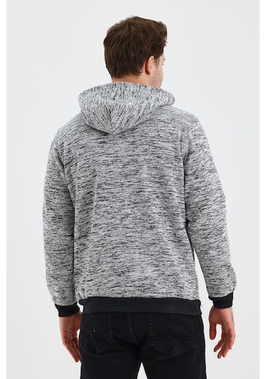 Monox Erkek Kapşonlu Kırçıllı 3 İplik Sweatshirt Antrasit