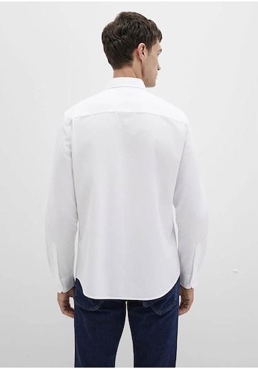 Mavi Uzun Kol Beyaz Erkek Gömlek M0211673-85310 Beyaz