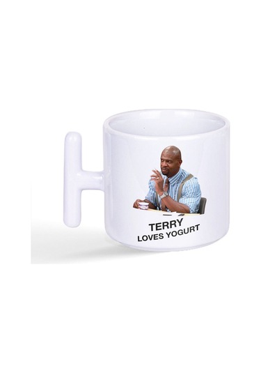 Terry Loves Yogurt Brooklyn Nine Nine Baskılı T Kulplu Latte Fincan Kupa Bardak Beyaz