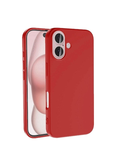 Apple Uyumlu iPhone 16 Lansman Arka Kapak Silikon Kılıf Kirmizi