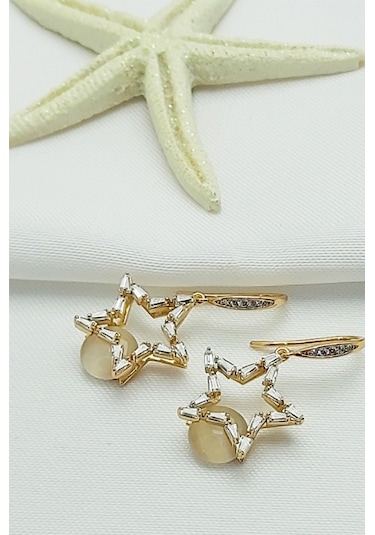 Rose Altın Kaplama Vip Seri Xuping Baget Taşlı Sallantılı Yıldız Rose Gold