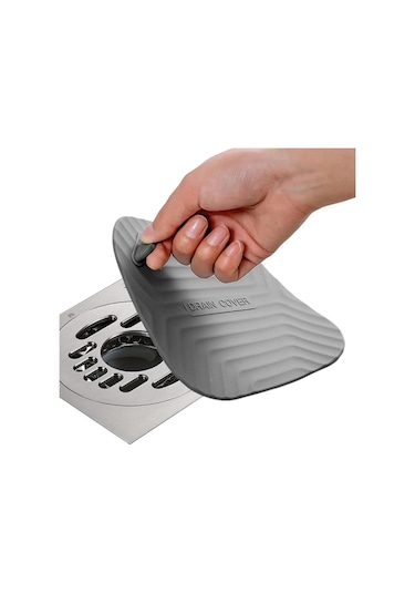 Gri Renk Kare Kötü Koku Önleyici Silikon Mat Banyo Mutfak Lavabo Balkon Gider Tıpası Kapağı