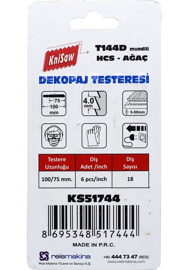 Knisaw Ks51744 Ahşap Kesim Dekupaj Testere Ağzı Yedek Bıçak 5'Li