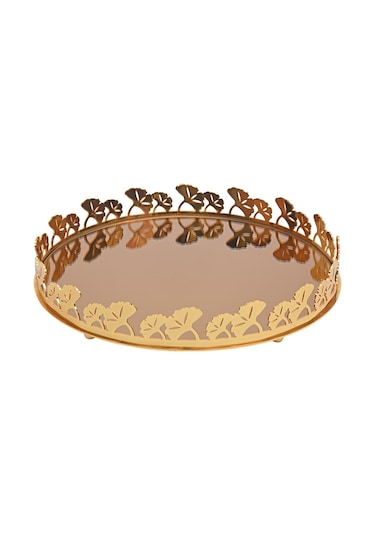 Canba Gold Ginkolu Yuvarlak Tepsi 38 Cm