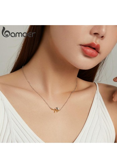 Bamoer 925 Ayar Gümüş Canlı Bumblebee Ve Tatlı Bal Kolye Parlak Emaye Kaplama Altın Zincir Kolye Kadınlar İçin Moda Takı Altın Bamoer 925 Ayar Gümüş Canlı Bumblebee Ve Tatlı Bal Kolye Parlak Emaye Kaplama Altın Zincir Kolye Kadınlar İçin Moda Takı Altın