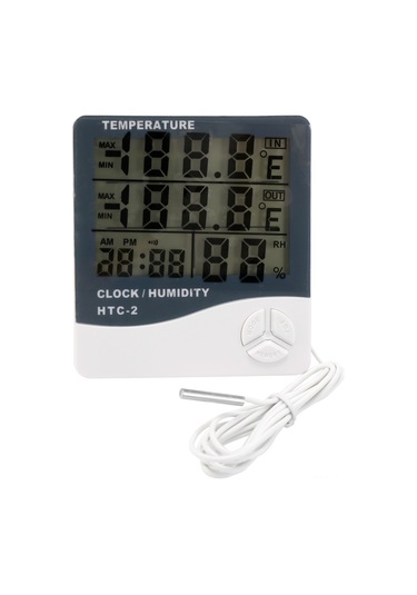 Ximistore9 Htc-2 Ev/iş Mekanları İçin Ekranlı Sıcaklık-nem Ölçer, Zaman Takvimi, Alarm Ve Probe İle -10 C/+70 C , Pil Dahil Değil