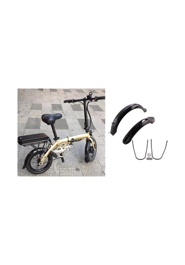 Dayanıklı Katlanır Bisiklet Çamurluk 12/14 'tekerlekli Bisiklet Ön Arka Çamurluk Seti Siyah