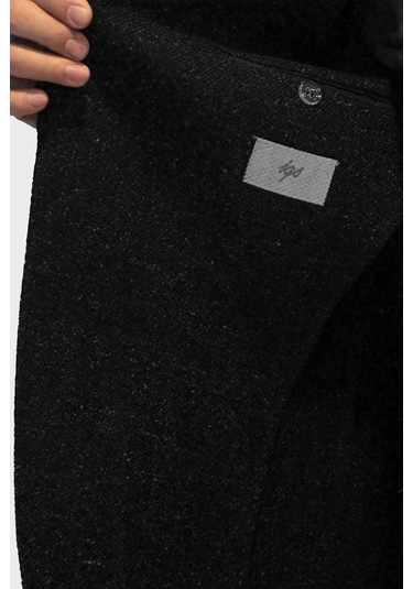 Siyah Barı 4 Drop / Geniş Kalıp Mono Yaka Ceket-21036 Siyah