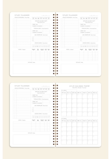 A5 Spiralli Ders Çalışma Planlayıcısı - Study Planner - Sınava Hazırlık Ayt-tyt-kpss-ales-yds Pembe Diğer