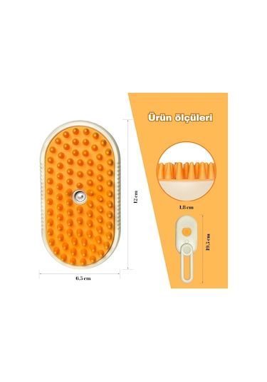 Justie Pet Saplı Buharlı Kedi Tarağı Buharlı Kedi & Köpek Yıkama Fırçası Bej