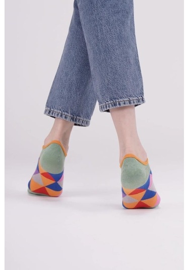 The Socks Company 164p 3 Çift Desenli Kadın Görünmez Çorap Çok Renkli
