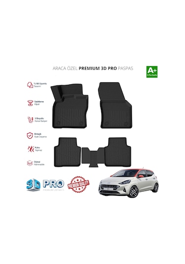 Hyundai İ10 Araca Özel 3d Paspas 2019 2020 2021 2022 2023 2024
