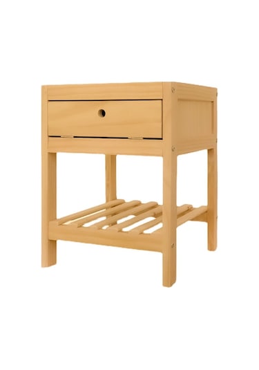 Doğal Ahşap Çekmeceli Komodin 1. Sınıf Masif Çam Ağacı 35x35x50
