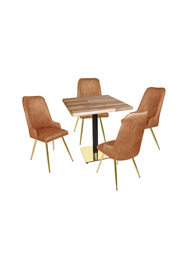 Beymobilya Karanfil Gold Werzalit Kare - Çırağan Gold Masa Takımı (80X80) (520892021)