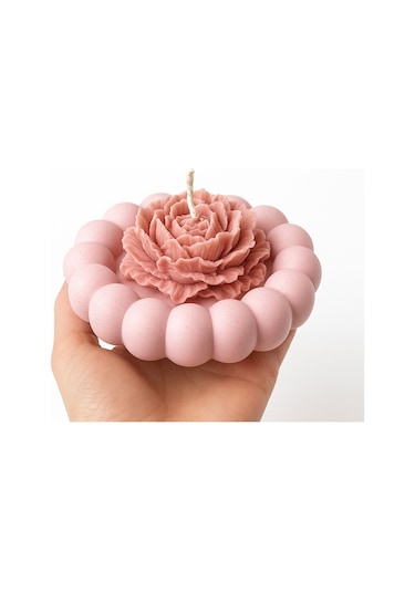 Şakayık Mum 3 Lü Set El Yapımı Dekoratif Mum 3adet Pembe