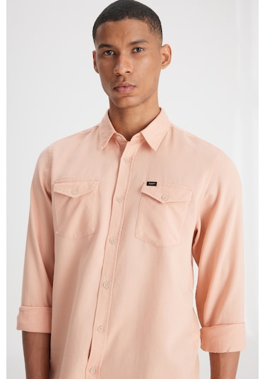 Lee Regular Fit Normal Kesim Pamuk Açık Pembe Gömlek L241262590 Açık Pembe