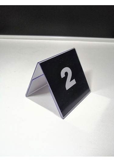 Şeffaf Etiket İsimlik Masa Numaralar Siyah Çift Yön 1-20 Arası Ayaklı Numaralar