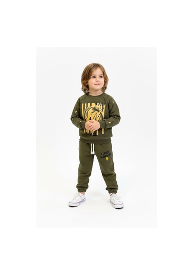 I Just Wanna Be Baskılı 2li Takım Haki