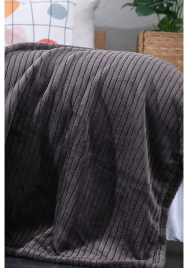 Aksu İpeksoft Fitilli Çift Kişilik Battaniye - Antrasit