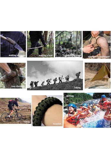 Paracord Ateş Başlatıcılı Paraşüt Ipi Bileklik Çok Renkli