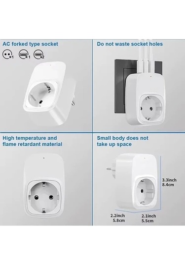 Vtn-024 Tekli Yüksek Voltaj Korumalı Duvar Prizi 2x Type-c 1x Usb Çıkışlı Priz Grup Priz 0.13 M