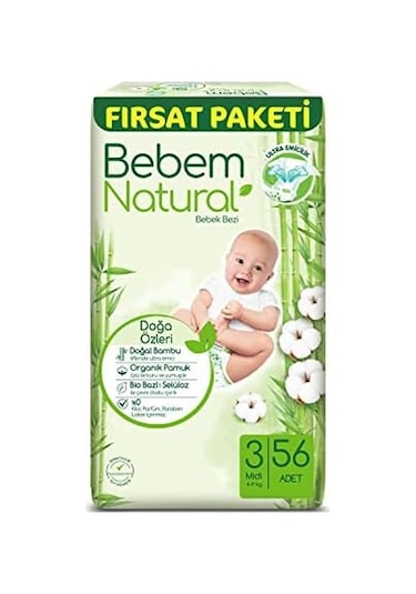 Bebek Bezi Midi 3 Beden Fırsat Paketi 56 Adet