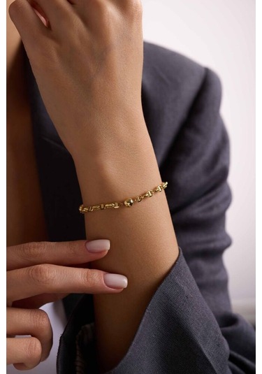 Sembolgold Barlı Altın Bileklik Toplu Form 19 Cm T13851 Renkli Çok Renkli