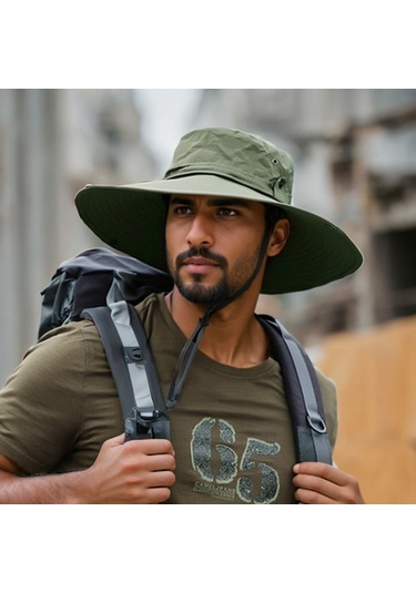 Erkek Güneş Şapkası Yazlık Şapka, Çabuk Kuruyan Şapka, Koyu Gri