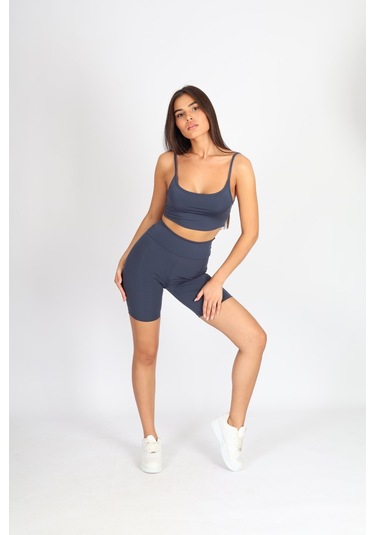Soft&Basic Kadın Bıker Toparlayıcı Spor Tayt İndigo