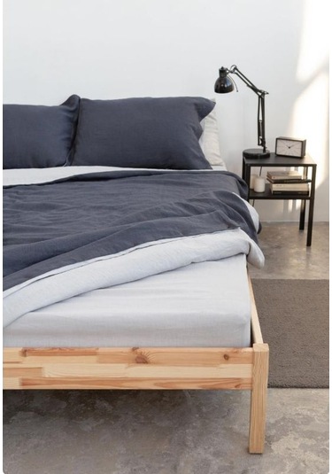 Lacivert-naturel% 100%100 Pamuklu Yıkamalı Vintage Çift Kişilik Nevresim Takımı, 200 X 220 Çok Renkli