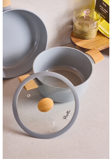 Danish Cook Grey İndüksiyon Tabanlı 7 Parça Tencere Seti Gri