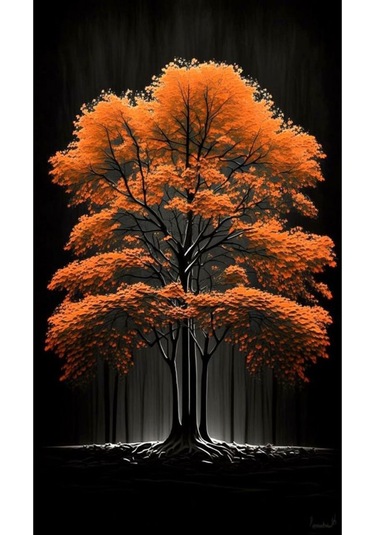 Sonbahar Ağacı 2 Kanvas Tablo Ev Duvar Salon Ofis Dekarasyon Süsü Ölçü Seçmeyi Unutmayınız :