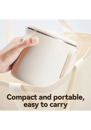 Elmpaly Katlanır Seyahat Su Isıtıcısı, 600w Mini Elektrikli Çaydanlık, 110-120v, Bej-1pc