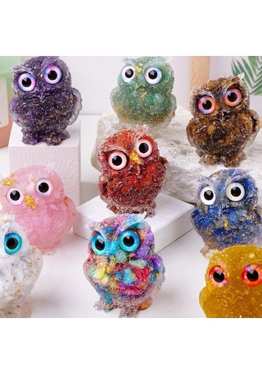 Lijinxu Magideal Baykuş Heykeli Hayvan Sevimli Reçine Masaüstü Sarı