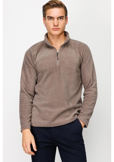 İgs Erkek A.kahve Standart Yarım Fermuar Polar Açık Kahverengi