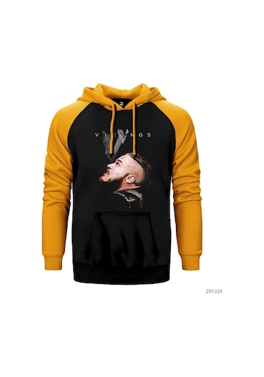 Vikings Ragnar Sarı Reglan Kol Kapşonlu Sweatshirt Sarı