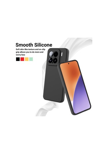 Xiaomi 15 İçin Düz Renk Sıvı Silikon Damlamaz Tam Kapsama Telefon Kılıfı Siyah