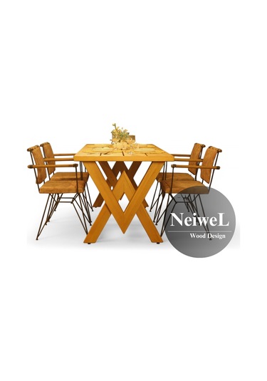 Neiwel Garden Venus Doğal Ahşap Bahçe Yemek Masası-100-180 Açık Ceviz