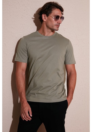 Buratti Pamuklu Regular Fit Bisiklet Yaka Erkek T Shirt 59020204 Vizon Yeşili