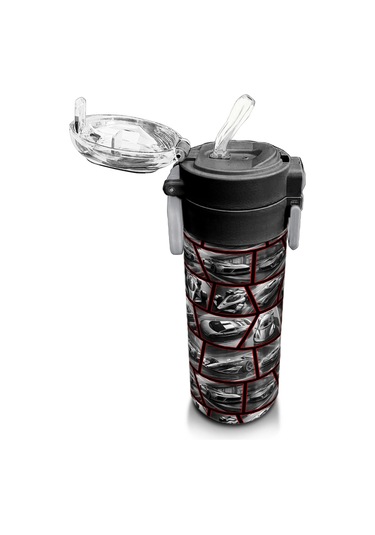 Coral High Kids Siyah Kırmızı Araba Desenli Pipetli Ve Direkt İçim Çelik Termos 500 Ml 31867 Siyah - Kırmızı