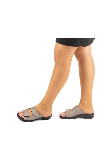 Mix Brand Kadın Hakiki Deri Değişebilen Tabanlıklı Anatomik Terlik Metalik Antrasit