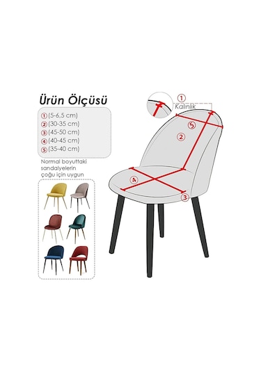 Tuğla Desen Oval Sandalye Kılıfı, Sandalye Örtüsü 6 Adet Taş.gri Taş Gri