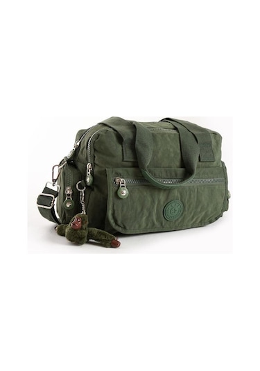 Omuz Çantası Çok Cepli Hafif Klinkır Kumaş 30 20 Cm Çapraz Askılı Postacı Çanta Kol Çantası Yeşil