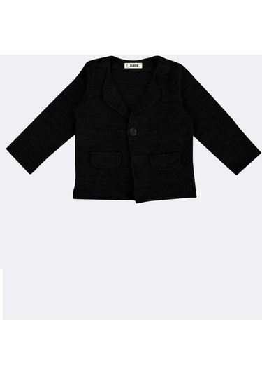 Luess Unisex Çocuk Yumuşak Dokulu Cep Detaylı Ceket-siyah Siyah