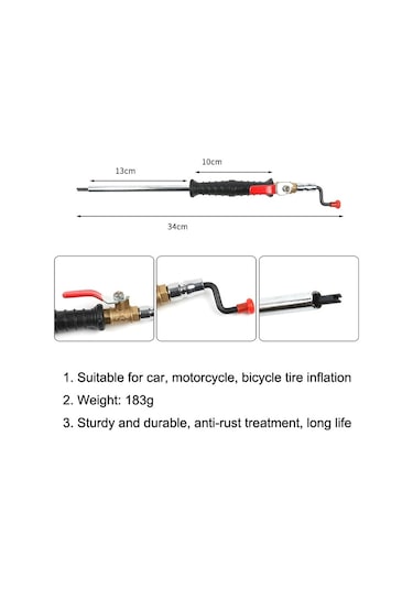 Sones Araba Lastiği Çift Uçlu Hava Nozulu, Özellikler: Düz Sap